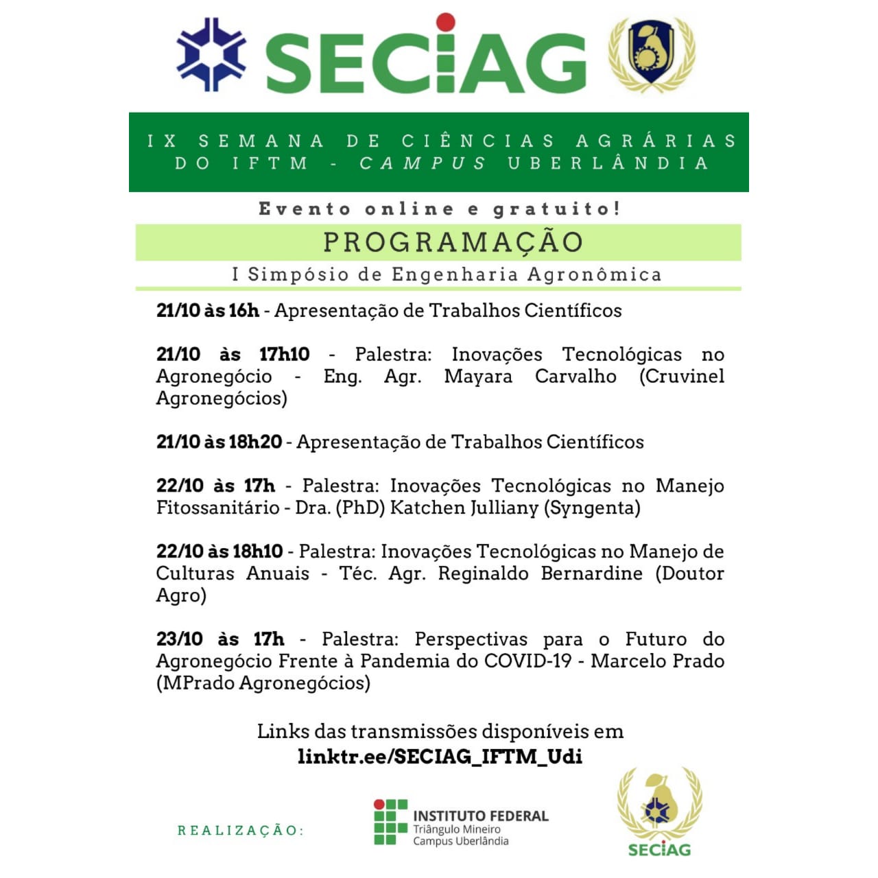 IFTM IX Semana de Ciências Agrárias: I Simpósio de Engenharia