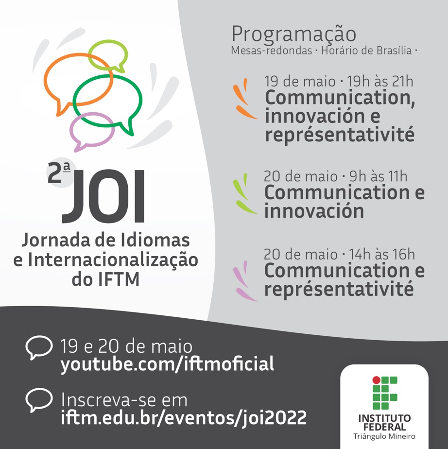 IFTM 2ª Jornada de Idiomas e Internacionalização do IFTM (JOI)